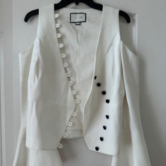 Alexie Sexy Tuxedo Top with Bell Sleeves - Picture 1 of 5